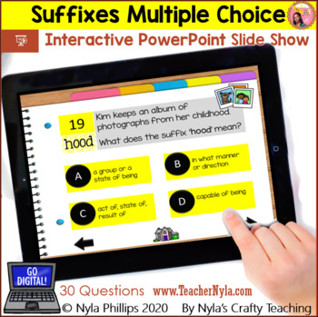 Preview of Suffixes Interactive PowerPoint Multiple Choice for Distance Learning