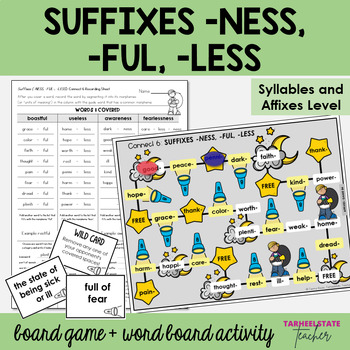 Suffixes -NESS, -FUL, -LESS Syllables and Affixes Games and Activities
