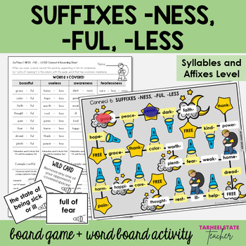 Preview of Suffixes -NESS, -FUL, -LESS Syllables and Affixes Games and Activities