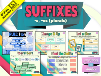 Preview of Suffixes (Plurals -s, -es) - DIGITAL & PRINTABLE Bundle