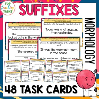 Preview of Suffixes Task Cards - Morphology Task Cards
