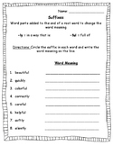 Suffixes Worksheet -ly and -ful