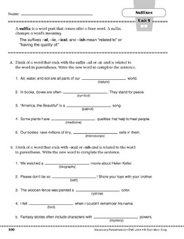 Suffixes: -al, -ic, -ical, & -ish by Evan-Moor Educational Publishers