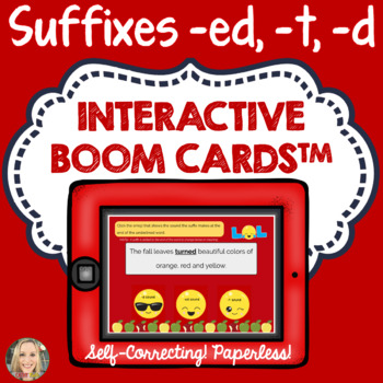 Preview of Suffixes, -ed, -t, -d, Boom Cards™, Decoding, Spelling, Phonics