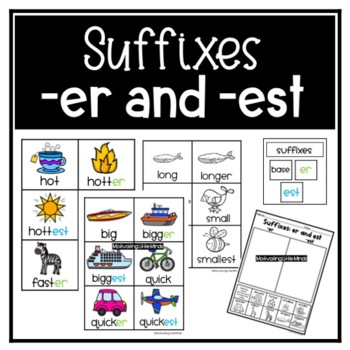 Preview of Suffixes er and est Sorting Cards, Activities, and Games