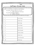 Suffixes -ful and -less Suffixes Worksheets Suffixes Pract
