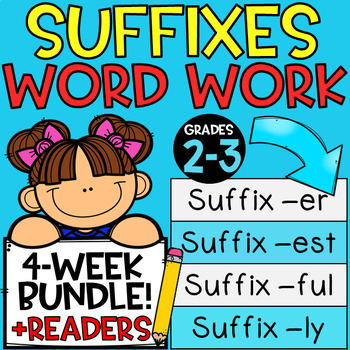Preview of Suffixes Word Work Packets and Readers!  ER, EST, FUL, LY Printables!