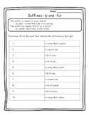 Language Arts Skill Practice Suffixes -ly and -ful Activit