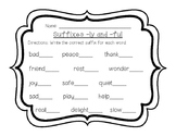 Suffixes -ly and -ful practice