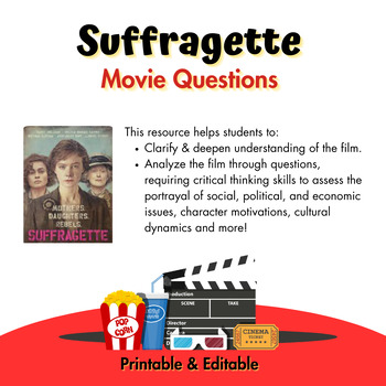 Preview of Suffragette Movie Questions (Grades 6-12)