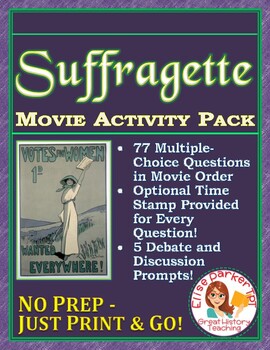 Preview of Suffragette Movie Worksheets and Activity Pack:  Suffrage Film Worksheets