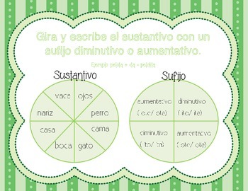 Sufijos diminutivos y aumentativos for the Bilingual/Spanish classroom