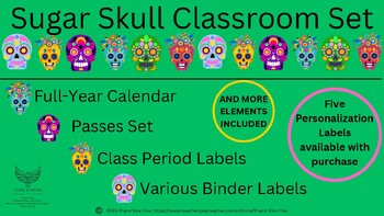 Preview of Sugar Skull Classroom Calendar/Label Set