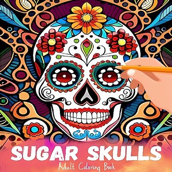 Preview of Sugar Skull Coloring Book For Adults : Sugar Skull Coloring Pages