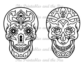 Download Sugar Skull Coloring Pages By The Printables And The Pea Tpt