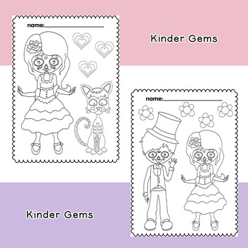 Sugar Skull Coloring Pages by Kinder Gems Store | TpT