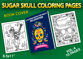 Preview of Sugar Skull Coloring Pages With Book Cover Vol-4