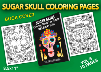 Preview of Sugar Skull Coloring Pages With Book Cover Vol-5