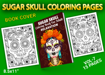 Preview of Sugar Skull Coloring Pages With Book Cover Vol-7