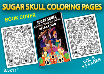 Preview of Sugar Skull Coloring Pages With Book Cover Vol-8