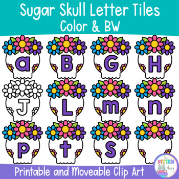 Preview of Sugar Skull Letter tiles Clipart  | Day of the dead