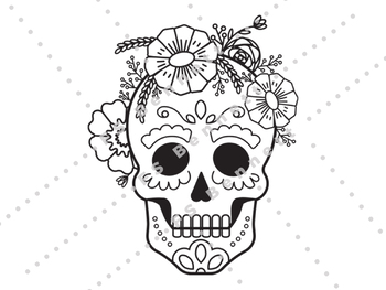 Sugar Skull Outline SVG File  The Digital Files – TDFcrafty