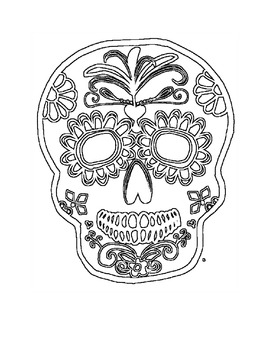 Download Day Of The Dead Skull Coloring Worksheets Teaching Resources Tpt