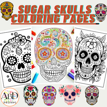 Preview of Cinco de mayo coloring pages, Sugar Skull, Dia de los Muertos, Hispanic Heritage