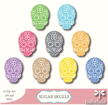 Preview of Sugar Skulls / Day of the Dead Clipart - 9 PNG