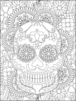 Sugar skull coloring book by genius mama teacher | TpT