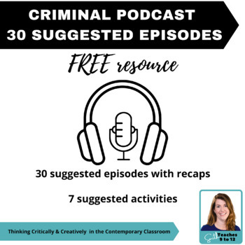 Preview of Suggested Episodes and Activities for Criminal - The Podcast - FREEBIE