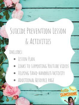 Preview of Suicide Prevention Lesson Plan, National Suicide Prevention Lesson, Counselor