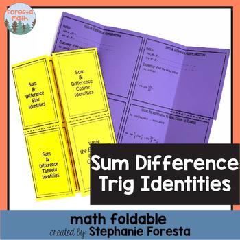 Preview of Sum & Difference Trig Identities Foldable (Sine, Cosine, and Tangent)