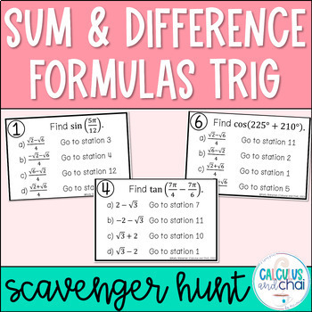 Preview of Sum and Difference Identities Activity for Trigonometry