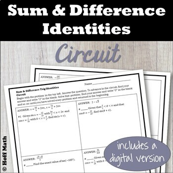 Preview of Sum and Difference Identities CIRCUIT | PRINT and DIGITAL