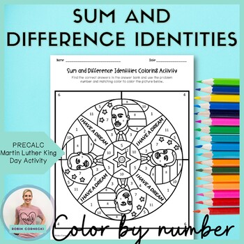 Preview of Sum and Difference Identities MLK Day Color by Number Activity Pre Calculus