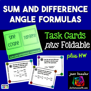 Preview of Sum and Difference Angles Identity Activity plus Foldable and HW