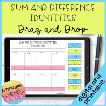 Preview of Sum and Difference Trig Identity Drag and Drop Digital and Printable