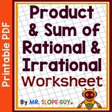 Sum and Product of Rational and Irrational Numbers Worksheet