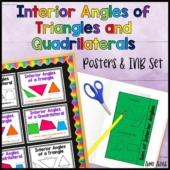 Preview of Sum of Interior Angles of Triangles and Quads Poster and Interactive Notebook