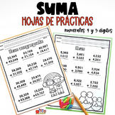 Suma de numerales de 4 y 5 dígitos - Spanish worksheets