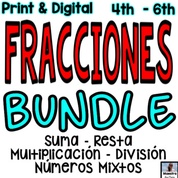 Preview of Suma, resta, multiplicación y división de fracciones - Número mixtos