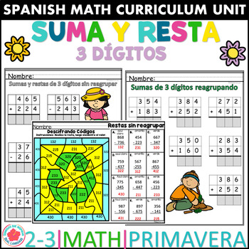 Preview of Suma y Resta de tres digitos 3 digits addition and subtraction Spanish