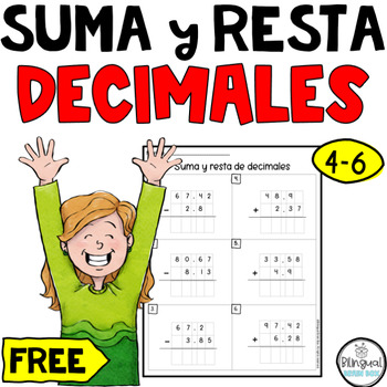 Preview of Suma y resta de decimales - Adding and Subtracting Decimals in Spanish