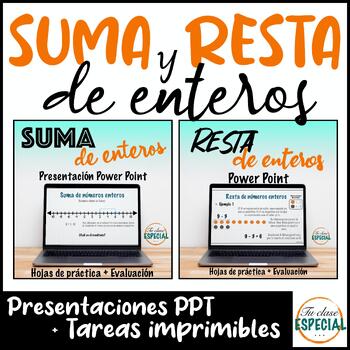 Preview of Suma y resta de enteros - Adding and Subtracting Integers Spanish