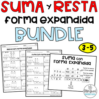 Preview of Suma y resta reagrupando - Addition and Subtraction With Regrouping - Expanded