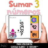 Sumar 3 números DIGITAL para utilizar en Seesaw™ y Google Slides™