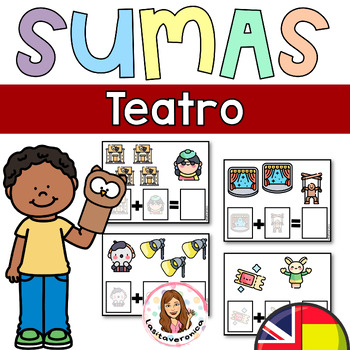 Preview of Sumas Teatro / Addition. Theater. Math Centers.