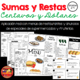 Sumas y Restas con Dinero Centavos y Dólares Grados 2-4/Ad