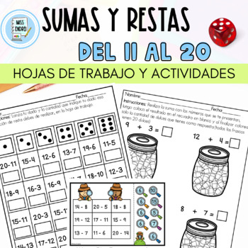 Preview of Sumas y restas del 11 al 20 | addition and subtraction worksheets